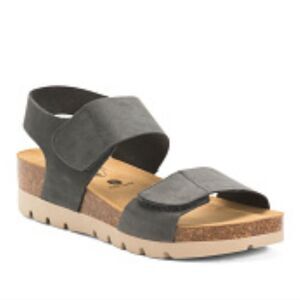 PLAKTON LEATHER VELCRO WOMENS ESPADIDRILLES WEDGE SANDAL